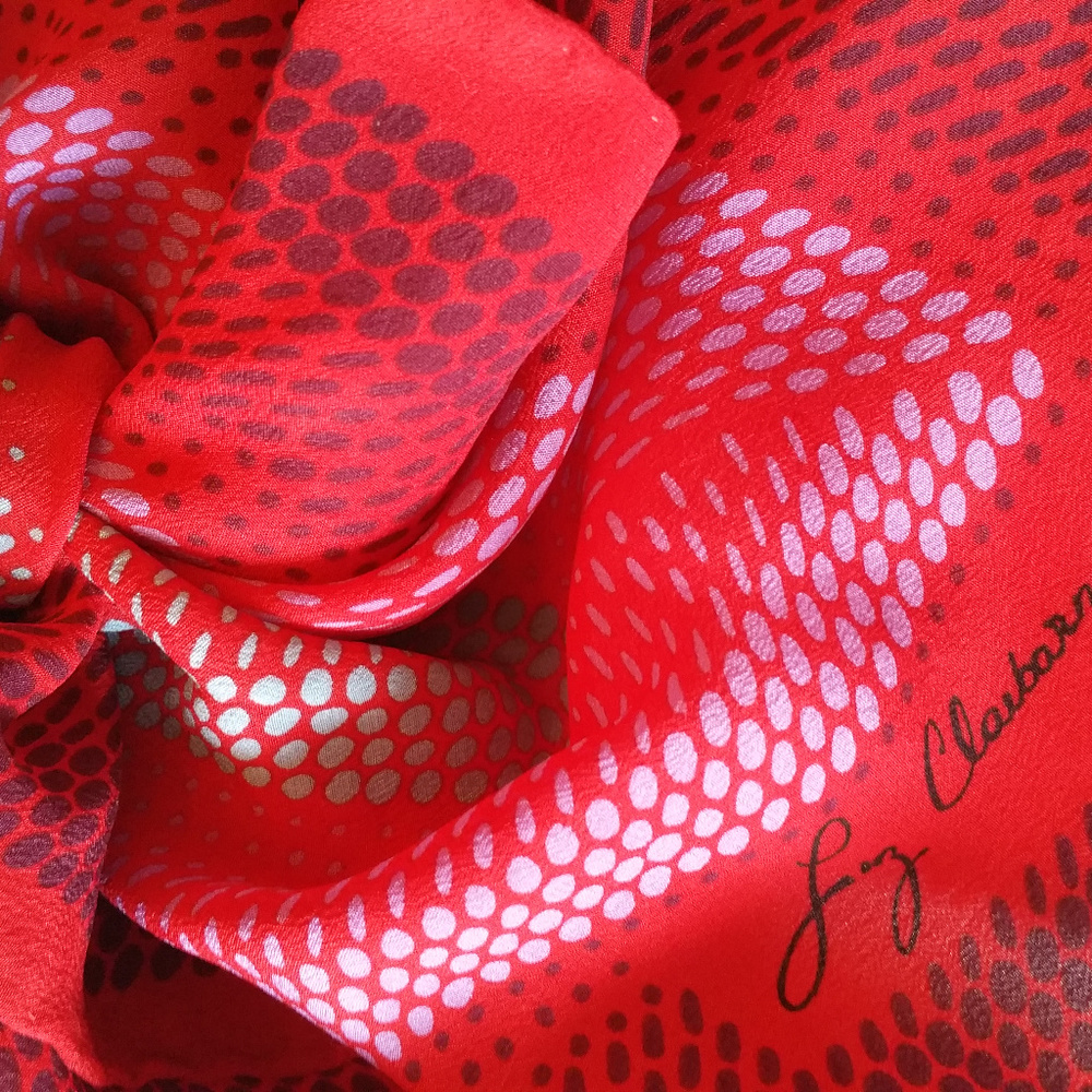 Vintage 80's Red Geometric Design Scarf